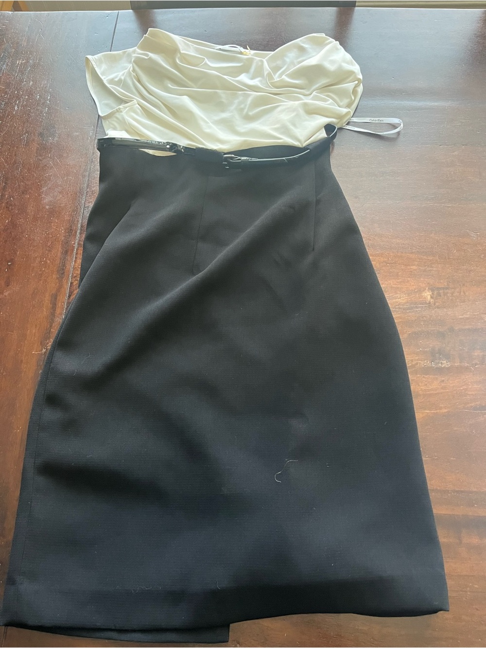 Calvin Klein Black and Ivory Two-Tone Sheath Dress